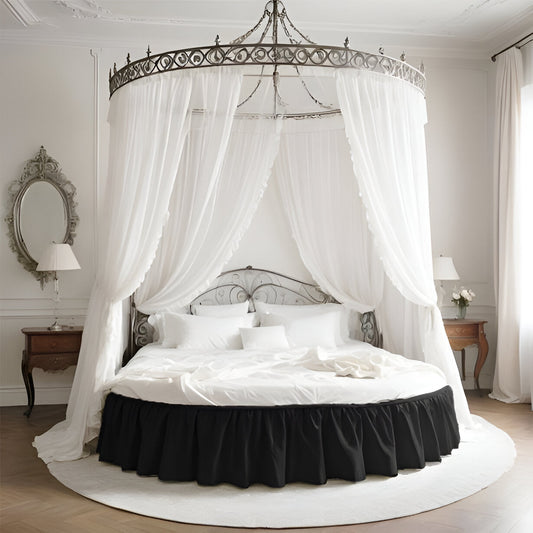 400TC Sateen Solid Cotton Gathered Round Bed Skirt