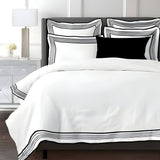 Smart Border 400TC Cotton Embroidery Sateen Solid Duvet Cover Set