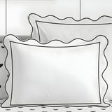 400TC Cotton Scallop Embroidery & Border Sateen Solid Duvet Cover Set