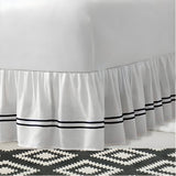 400TC Sateen Solid Cotton Double Embroidered Gathered Bed Skirt