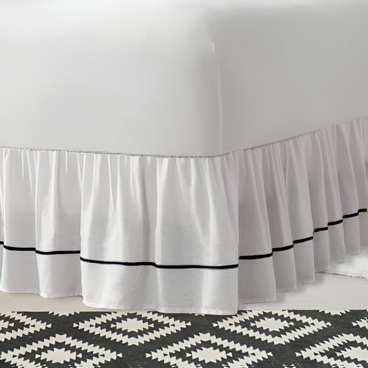 400TC Sateen Solid Cotton Single Embroidered Gathered Bed Skirt