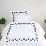 Double Wavy Embroidered Cotton Duvet Cover Set