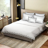 Imaginary Scallop 400TC Cotton Embroidery Sateen Solid Duvet Cover Set