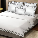Imaginary Scallop 400TC Cotton Embroidery Sateen Solid Duvet Cover Set
