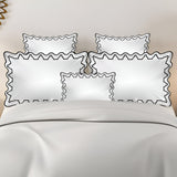 Imaginary Scallop 400TC Cotton Embroidery Sateen Solid Duvet Cover Set