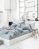 Blue melange linen duvet cover set (3 pcs)