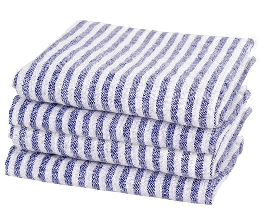 Blue Pinstripe Linen Napkins
