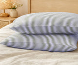 Blue Striped Linen Pillowcases - Set of 2