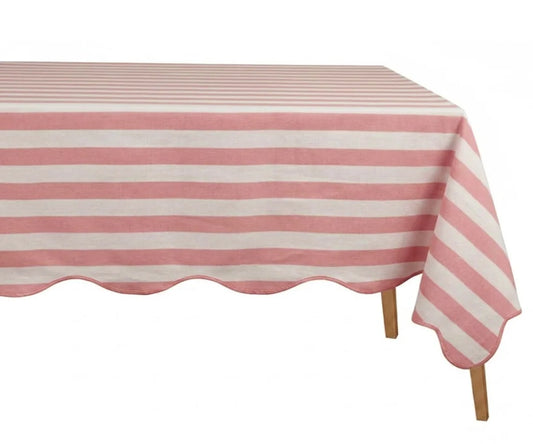 Scalloped Edge Tablecloth - Striped