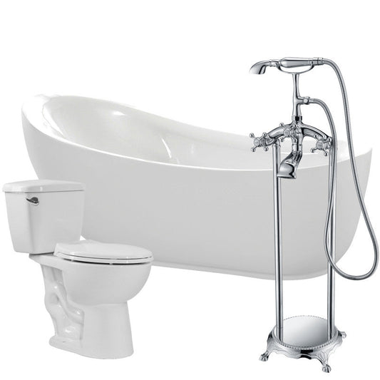 Talyah 71 in. Acrylic Soaking Bathtub with Tugela Faucet and Cavalier 1.28 GPF Toilet