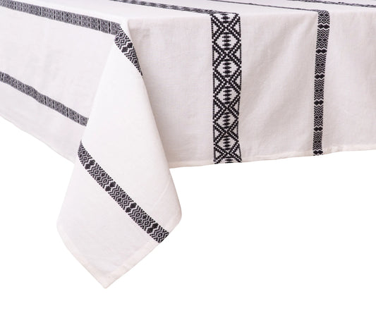 Cotton Tablecloth - Rectangle Tablecloth - Black and White