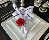 Royal Blue Embroidery Napkins - Line Design