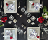 Royal Blue Embroidery Napkins - Line Design