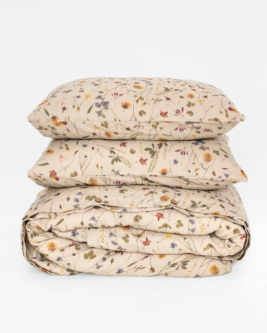 Botanical print linen duvet cover set (3 pcs)
