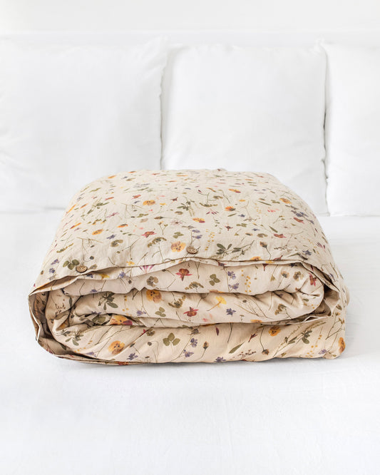 Botanical print linen duvet cover