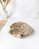 Botanical print linen fitted sheet
