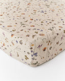 Botanical print linen fitted sheet
