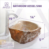 Desert Shell 20 in. Handcrafted Irregular Shaped Solid Surface Bathroom Vessel Sink in Honey Onyx Natural Stone