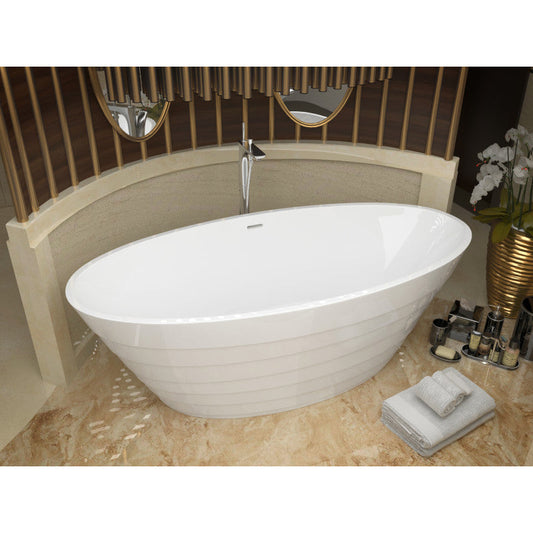 Nimbus 5.6 ft. Acrylic Center Drain Freestanding Bathtub in Glossy White