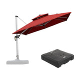 PURPLE LEAF Large Square Patio Cantilever Umbrella With Base for Garden Pool Porch