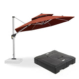 PURPLE LEAF Large Round Patio Cantilever Umbrella With Base for Deck, Pool, Backyard