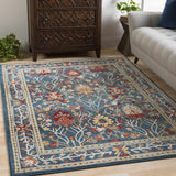 Neola Navy Blue Damask Area Rug