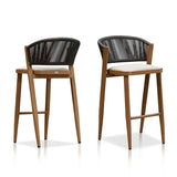 PURPLE LEAF Counter Height Bar Stool Set of 2 Outdoor Stool Chair with Footrest Patio Bar Height Stools Rattan Barstools for Outdoor or Indoor