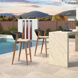 PURPLE LEAF Counter Height Bar Stool Set of 2 Outdoor Stool Chair with Footrest Patio Bar Height Stools Rattan Barstools for Outdoor or Indoor