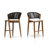 PURPLE LEAF Counter Height Bar Stool Set of 2 Outdoor Stool Chair with Footrest Patio Bar Height Stools Rattan Barstools for Outdoor or Indoor
