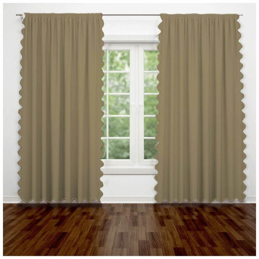 Scallop Luxurious Polyester Curtain (Set of 2)