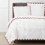 Allena 400TC Cotton Scallop Embroidery Sateen Microcheck Duvet Cover Set