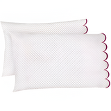 Allena 400TC Cotton Scallop Embroidery Sateen Microcheck Pillowcases (Set Of 2)