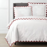 Allena 400TC Cotton Scallop Embroidery Sateen Solid Duvet Cover Set