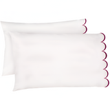 Allena 400TC Cotton Scallop Embroidery Sateen Solid Pillowcases (Set Of 2)
