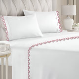 Ashley 400TC Cotton Traingle Embroidery Sateen Solid Sheet Set