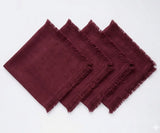 Burgundy Cloth Napkins - Fringe Trim Edge