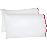 400TC Cotton Scallop Embroidery Sateen Solid Pillowcases (Set Of 2)