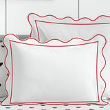 400TC Cotton Scallop Embroidery & Border Sateen Solid Pillow Sham