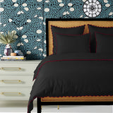 Black 400TC Cotton Small Scallop Embroidery Duvet Cover Set