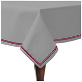 Double Embroidery Border Sateen Cotton Solid Table Cloth - Light Grey
