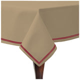 Double Embroidery Border Sateen Cotton Solid Table Cloth - Taupe