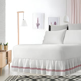 400TC Sateen Solid Cotton Double Embroidered Gathered Bed Skirt