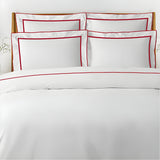 400TC Embroidery & Border Cotton Sateen Solid Duvet Cover Set