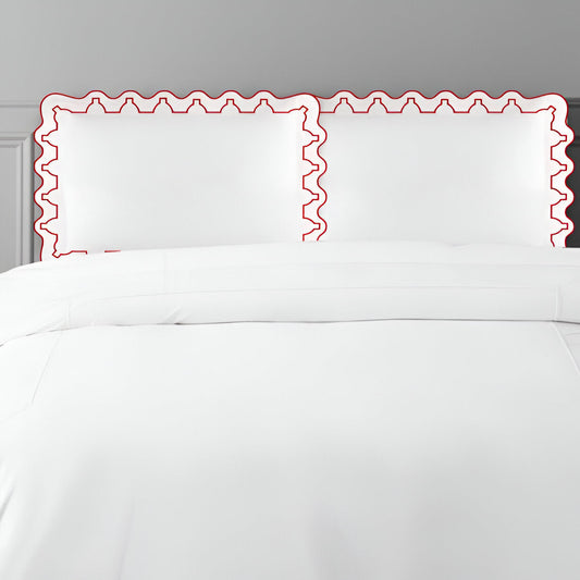 Imaginary Scallop 400TC Cotton Embroidery Sateen Solid Pillow Sham