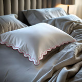 400TC Reverse U Shape Embroidery Cotton Solid Euro Sham