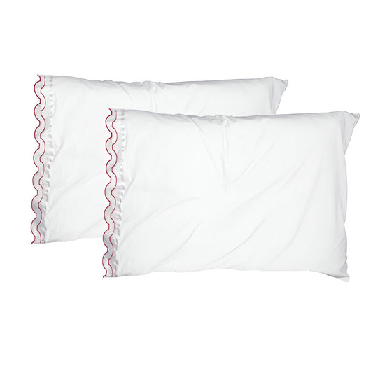 400TC Reverse U Shape Embroidery Cotton Solid Pillowcases (Set Of 2)