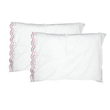 400TC Reverse U Shape Embroidery Cotton Solid Pillowcases (Set Of 2)