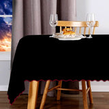 Scallop Embroidery Sateen Cotton Solid Table Cloth - Black