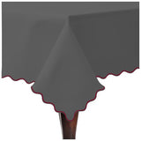 Scallop Embroidery Sateen Cotton Solid Table Cloth - Dark Grey