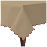 Scallop Embroidery Sateen Cotton Solid Table Cloth - Taupe